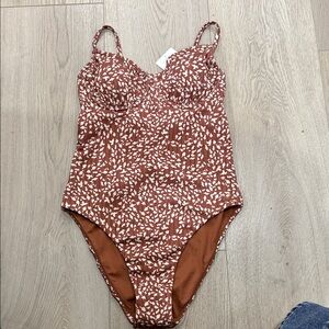 Roxy Women’s One-Piece Swimsuit in Brown and White